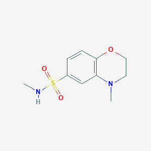 molecular formula C10H14N2O3S B6357584 4-Methyl-3,4-dihydro-2H-benzo[1,4]oxazine-6-sulfonic acid methylamide, 95% CAS No. 1466722-48-4