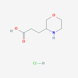 molecular formula C7H14ClNO3 B6357603 3-Morpholin-3-yl-propionic acid hydrochloride CAS No. 1571212-21-9