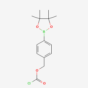 molecular formula C14H18BClO4 B6358159 Carbonochloridic acid, [4-(4,4,5,5-tetramethyl-1,3,2-dioxaborolan-2-yl)phenyl]methyl ester, 95% CAS No. 1334019-92-9