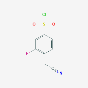 molecular formula C8H5ClFNO2S B6358226 4-(Cyanomethyl)-3-fluorobenzene-1-sulfonyl chloride CAS No. 1551793-37-3