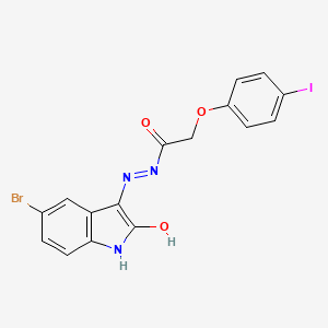 molecular formula C16H11BrIN3O3 B6358371 5-Bromo-3-(2-(4-iodophenoxy)acetylhydrazidyl)-2-oxoindoline CAS No. 1024562-70-6