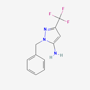 molecular formula C11H10F3N3 B6358439 2-Benzyl-5-(trifluoromethyl)pyrazol-3-amine CAS No. 1174306-59-2