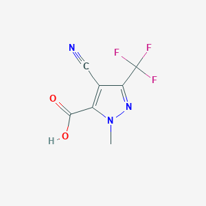 molecular formula C7H4F3N3O2 B6358472 4-Cyano-1-methyl-3-(trifluoromethyl)-1H-pyrazole-5-carboxylic acid, 95% CAS No. 1502538-24-0