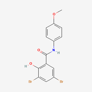 molecular formula C14H11Br2NO3 B6358538 3,5-Dibromo-2-hydroxy-N-(4-methoxy-phenyl)-benzamide CAS No. 4214-49-7