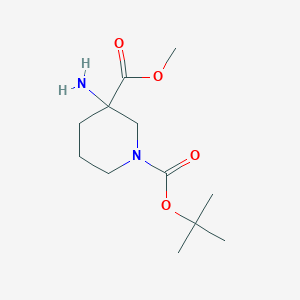 molecular formula C12H22N2O4 B6358632 1-t-Butyl 3-methyl 3-aminopiperidine-1,3-dicarboxylate, 95% CAS No. 1779450-04-2
