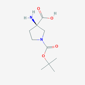 molecular formula C10H18N2O4 B6358753 (3R)-3-Amino-1-[(tert-butoxy)carbonyl]pyrrolidine-3-carboxylic acid CAS No. 1932297-75-0