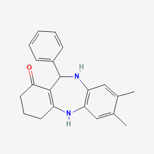 molecular formula C21H22N2O B6358805 7,8-Dimethyl-11-phenyl-2,3,4,5,10,11-hexahydro-1H-dibenzo[b,e][1,4]diazepin-1-one, 90% CAS No. 338748-13-3