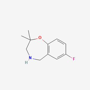 molecular formula C11H14FNO B6359151 7-氟-2,2-二甲基-2,3,4,5-四氢苯并[f][1,4]恶二氮杂环 CAS No. 1782060-37-0