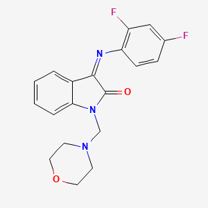 molecular formula C19H17F2N3O2 B6359337 3-(Aza(2,4-difluorophenyl)methylene)-1-(morpholin-4-ylmethyl)indolin-2-one CAS No. 1025238-50-9