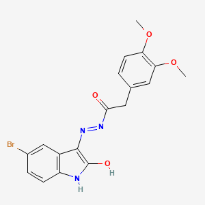 molecular formula C18H16BrN3O4 B6359378 5-Bromo-3-(2-(3,4-dimethoxyphenyl)acetylhydrazidyl)-2-oxoindoline CAS No. 828251-08-7