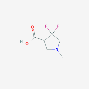 molecular formula C6H9F2NO2 B6359589 4,4-Difluoro-1-methylpyrrolidine-3-carboxylic acid, 95% CAS No. 1779842-14-6