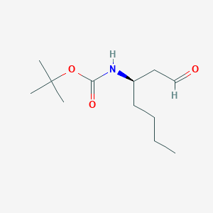 molecular formula C12H23NO3 B6359683 N-Boc-(+/-)-3-aminoheptanal;  98% CAS No. 1335031-92-9