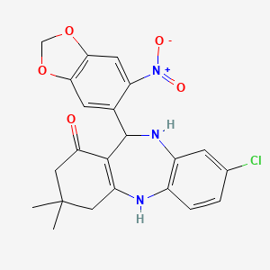 molecular formula C22H20ClN3O5 B6359934 8-Chloro-2,3,4,5,10,11-hexahydro-3,3-dimethyl-11-(6-nitro-1,3-benzodioxol-5-yl)-1H-dibenzo[b,e][1,4]diazepin-1-one CAS No. 1022734-00-4