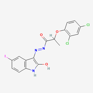 molecular formula C17H12Cl2IN3O3 B6360001 3-(2-(2,4-Dichlorophenoxy)propionylhydrazidyl)-5-iodo-2-oxoindoline CAS No. 1024562-90-0