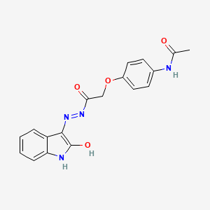 molecular formula C18H16N4O4 B6360040 3-(2-(4-Acetamidophenoxy)acetylhydrazidyl)-2-oxoindoline CAS No. 81820-16-8