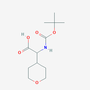 molecular formula C12H21NO5 B063603 2-((tert-Butoxycarbonyl)amino)-2-(tetrahydro-2H-pyran-4-yl)acetic acid CAS No. 182287-49-6