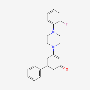 molecular formula C22H23FN2O B6360324 3-(4-(2-Fluorophenyl)piperazinyl)-5-phenylcyclohex-2-en-1-one CAS No. 1022653-71-9