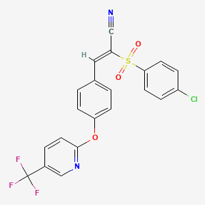 molecular formula C21H12ClF3N2O3S B6360397 2-((4-Chlorophenyl)sulfonyl)-3-(4-(5-(trifluoromethyl)(2-pyridyloxy))phenyl)prop-2-enenitrile CAS No. 1025270-09-0