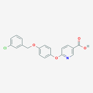 molecular formula C19H14ClNO4 B6360407 6-[4-(3-Chloro-benzyloxy)-phenoxy]-nicotinic acid, 95% CAS No. 639091-41-1