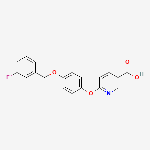 molecular formula C19H14FNO4 B6360420 6-[4-(3-Fluoro-benzyloxy)-phenoxy]-nicotinic acid, 95% CAS No. 639091-33-1