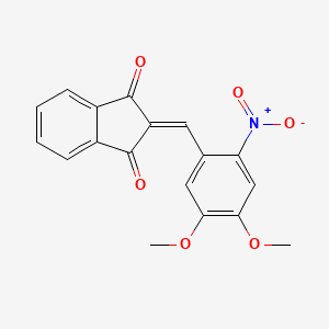 molecular formula C18H13NO6 B6360584 2-((4,5-Dimethoxy-2-nitrophenyl)methylene)indane-1,3-dione CAS No. 39597-32-5