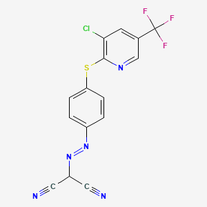 molecular formula C15H7ClF3N5S B6360626 ((4-(3-Chloro-5-(trifluoromethyl)-2-pyridylthio)phenyl)diazenyl)methane-1,1-dicarbonitrile CAS No. 1025580-67-9