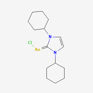 molecular formula C15H24AuClN2 B6360638 Chloro[1,3-bis(cyclohexyl)2H-imidazol-2-ylidene]gold(I), 98% CAS No. 852445-87-5