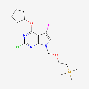 molecular formula C17H25ClIN3O2Si B6360856 2-Chloro-4-(cyclopentyloxy)-5-iodo-7-[[2-(trimethylsilyl)ethoxy]methyl]-7H-pyrrolo[2,3-d]pyrimidine CAS No. 1618663-33-4