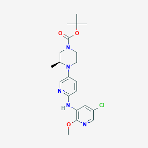 molecular formula C21H28ClN5O3 B6360992 叔丁基(3S)-4-{6-[(5-氯-2-甲氧基吡啶-3-基)氨基]吡啶-3-基-3-甲基]哌嗪-1-羧酸酯 CAS No. 1433854-85-3