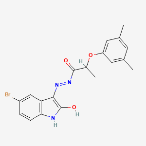 N-(Aza(5-bromo-2-oxoindolin-3-ylidene)methyl)-2-(3,5-dimethylphenoxy)propanamide
