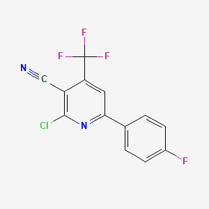 molecular formula C13H5ClF4N2 B6361086 2-Chloro-6-(4-fluorophenyl)-4-(trifluoromethyl)-3-pyridinecarbonitrile, 98% CAS No. 1207282-31-2