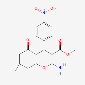 molecular formula C19H20N2O6 B6361098 Methyl 2-amino-7,7-dimethyl-4-(4-nitrophenyl)-5-oxo-4,6,7,8-tetrahydro2H-chromene-3-carboxylate CAS No. 902370-72-3