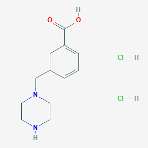 molecular formula C12H18Cl2N2O2 B6361257 1-(3-Carboxyphenyl methyl) piperazine 2HCl, 90% CAS No. 2055840-00-9