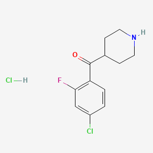 molecular formula C12H14Cl2FNO B6361486 (4-Chloro-2-fluoro-phenyl)-piperidin-4-yl-methanone hydrochloride CAS No. 1159824-09-5