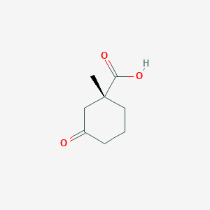 molecular formula C8H12O3 B063615 Cyclohexanecarboxylic acid, 1-methyl-3-oxo-, (R)-(9CI) CAS No. 192433-20-8