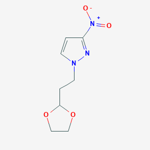 molecular formula C8H11N3O4 B6361619 1-[2-(1,3-二氧戊环-2-基)乙基]-3-硝基-1H-吡唑 CAS No. 1006568-54-2