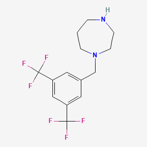 molecular formula C14H16F6N2 B6361640 1-{[3,5-Bis(trifluoromethyl)phenyl]methyl}-1,4-diazepane CAS No. 1240566-28-2