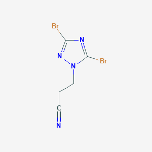 molecular formula C5H4Br2N4 B6361746 3-(3,5-Dibromo-1H-1,2,4-triazol-1-yl)propanenitrile;  95% CAS No. 1240571-65-6
