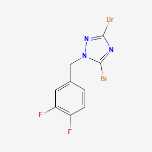 molecular formula C9H5Br2F2N3 B6361765 3,5-Dibromo-1-[(3,4-difluorophenyl)methyl]-1H-1,2,4-triazole CAS No. 1240566-57-7