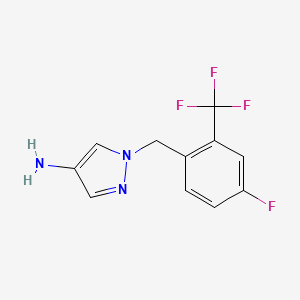 molecular formula C11H9F4N3 B6361811 1-{[4-Fluoro-2-(trifluoromethyl)phenyl]methyl}-1H-pyrazol-4-amine CAS No. 1240565-89-2