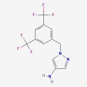 molecular formula C12H9F6N3 B6361830 1-{[3,5-Bis(trifluoromethyl)phenyl]methyl}-1H-pyrazol-4-amine CAS No. 1240568-15-3