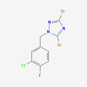 molecular formula C9H5Br2ClFN3 B6362225 3,5-二溴-1-[(3-氯-4-氟苯基)甲基]-1H-1,2,4-三唑 CAS No. 1240573-58-3
