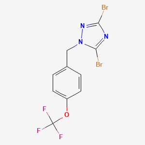 molecular formula C10H6Br2F3N3O B6362560 3,5-二溴-1-{[4-(三氟甲氧基)苯基]甲基}-1H-1,2,4-三唑 CAS No. 1240574-08-6