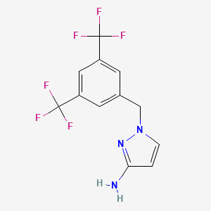 molecular formula C12H9F6N3 B6362752 1-{[3,5-双(三氟甲基)苯基]甲基}-1H-吡唑-3-胺 CAS No. 1240566-22-6