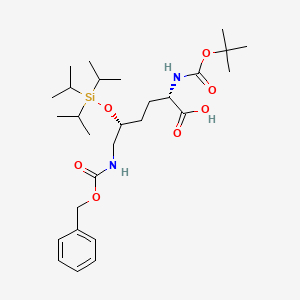 molecular formula C28H48N2O7Si B6362921 (2S,5R)-6-Benzyloxycarbonylamino-2-tert-butoxycarbonylamino-5-triisopropylsilanyloxyhexanoic acid (Boc-L-Lys(5R-OTIPS, 6-Cbz)-OH) CAS No. 1272755-22-2