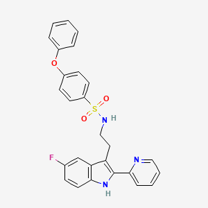 molecular formula C27H22FN3O3S B6363157 N-{2-[5-Fluoro-2-(pyridin-2-yl)-1H-indol-3-yl]ethyl}-4-phenoxybenzene-1-sulfonamide CAS No. 1253527-96-6