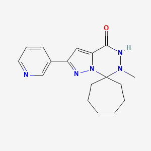 molecular formula C17H21N5O B6363246 6'-Methyl-2'-(pyridin-3-yl)-5',6'-dihydro-4'H-spiro[cycloheptane-1,7'-pyrazolo[1,5-d][1,2,4]triazine]-4'-one CAS No. 1253527-73-9