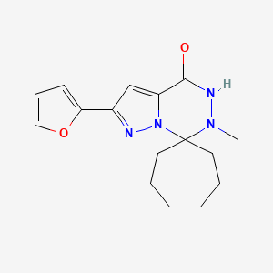 molecular formula C16H20N4O2 B6363248 2'-(Furan-2-yl)-6'-methyl-5',6'-dihydro-4'H-spiro[cycloheptane-1,7'-pyrazolo[1,5-d][1,2,4]triazine]-4'-one CAS No. 1253527-92-2