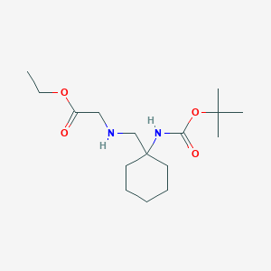 molecular formula C16H30N2O4 B6363272 Ethyl 2-{[(1-{[(tert-butoxy)carbonyl]amino}cyclohexyl)methyl]amino}acetate CAS No. 1253527-84-2
