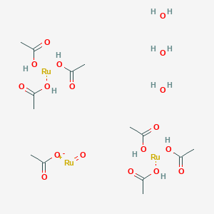 molecular formula C14H33O18Ru3 B6363300 Hexaacetatotriaquaoxotrirutheniumacetate, min. 95% (Ruthenium(III) acetate) CAS No. 38998-79-7